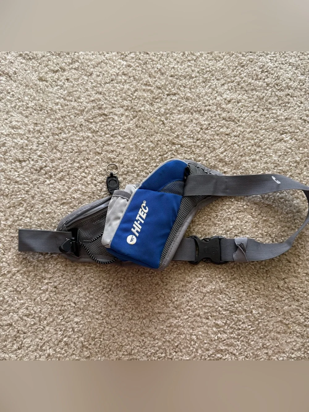 Hi-Tec Hydration Waist Pack Running Hiking Belt Blue Gray Water Bottle Holder